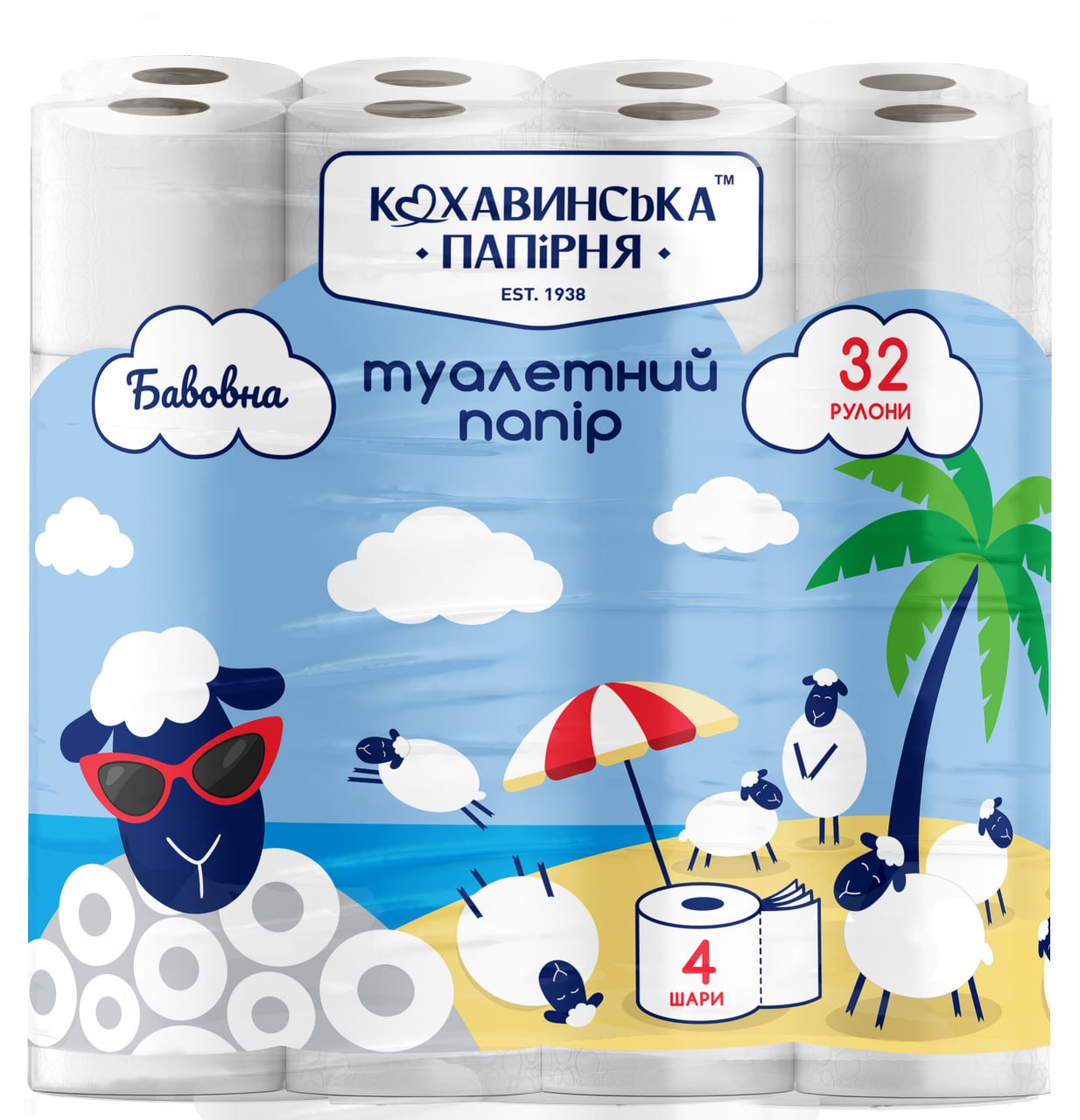 Туалетний папір "Бавовна" 96*110/50 целюл. 4 шар. (32 шт)